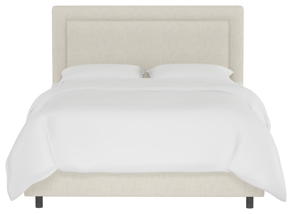 Ana Upholsterd Border Bed, Linen Talc, Full