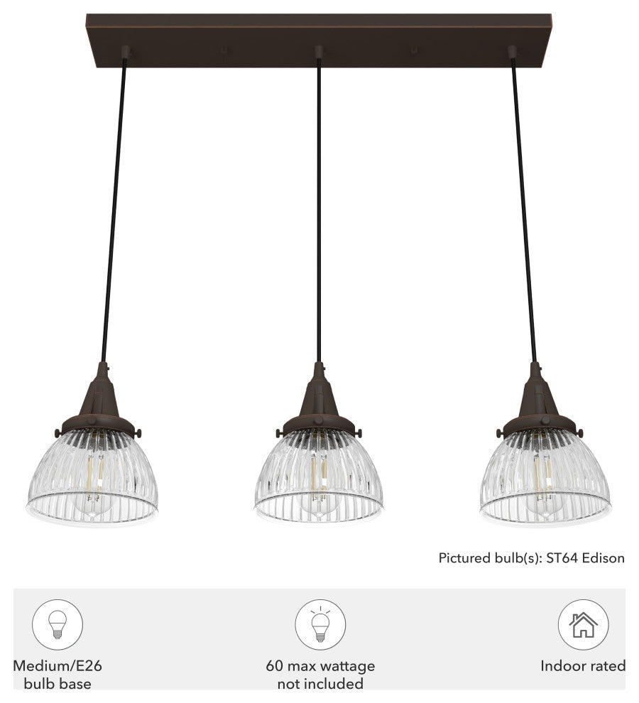 Cypress Grove Onyx Bengal 3 Light Linear Cluster Ceiling Light Fixture