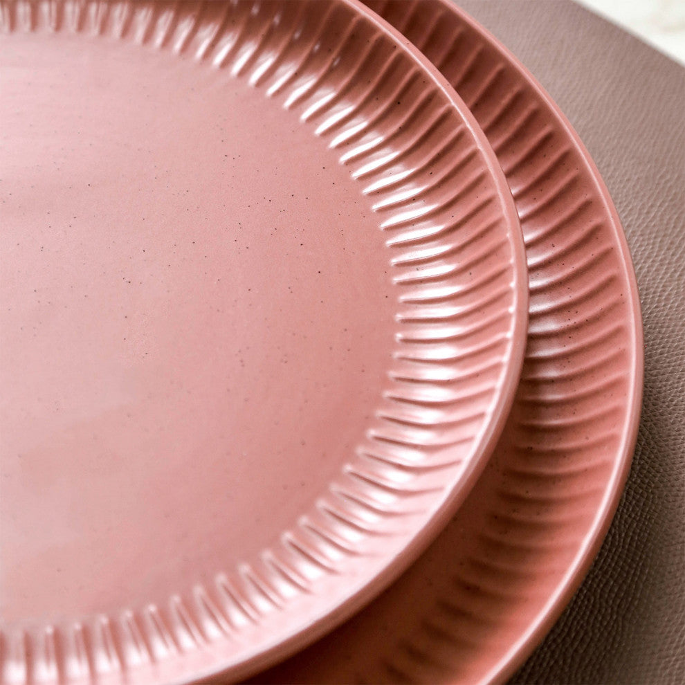 Stone Lain Logan Stoneware 24 Piece Dinnerware Set, Terracotta