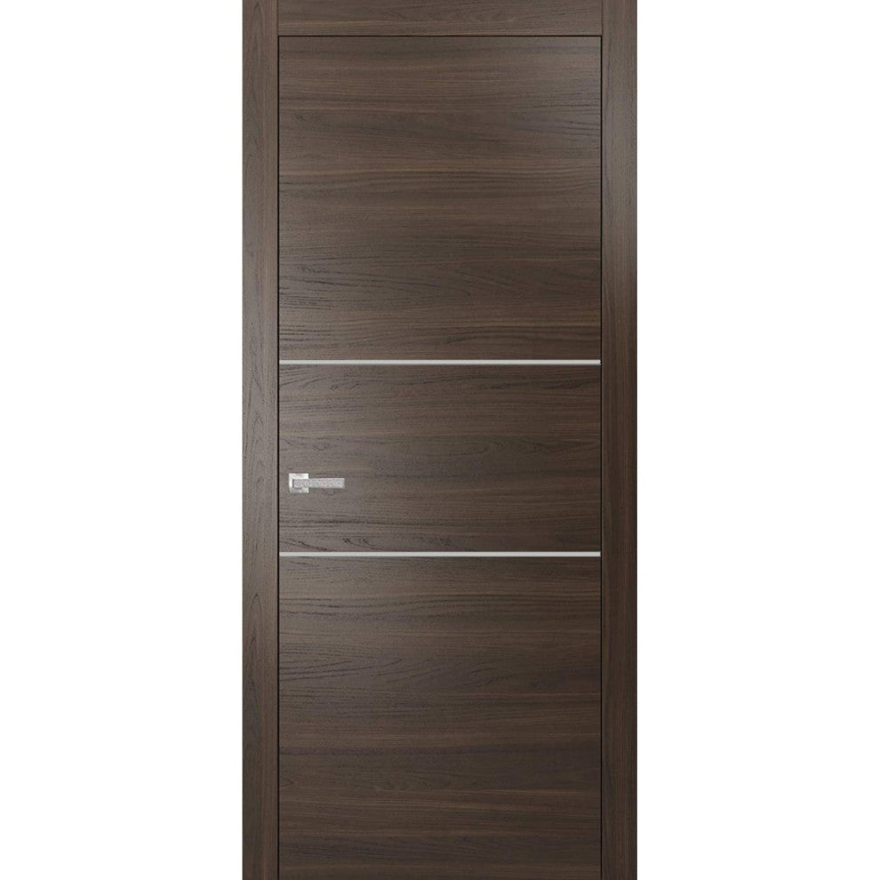Solid French Door 18 x 80 | Planum 0110 Chocolate Ash with| Bathroom