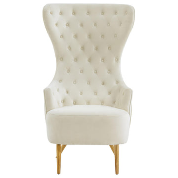 TOV Furniture Jezebel Cream Velvet Wingback Chair