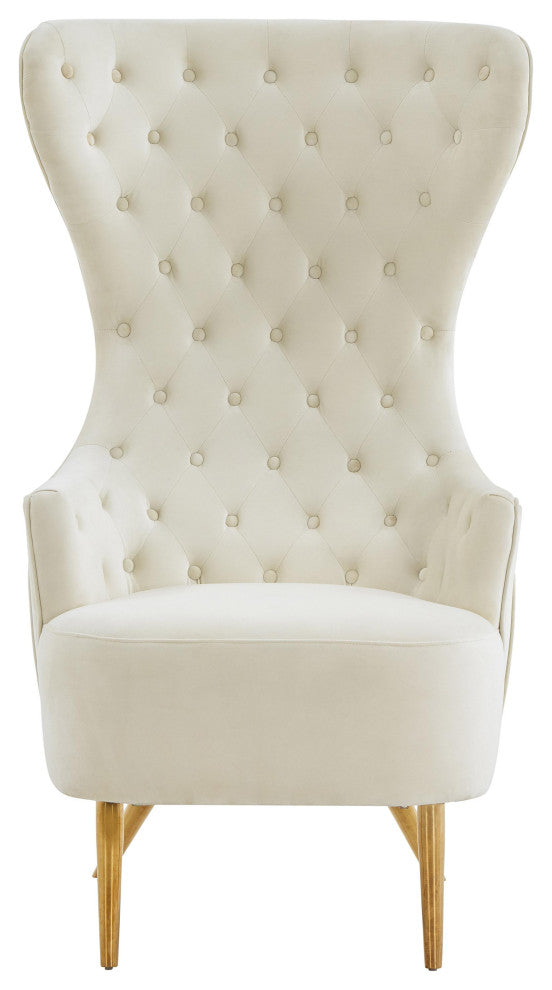 TOV Furniture Jezebel Cream Velvet Wingback Chair