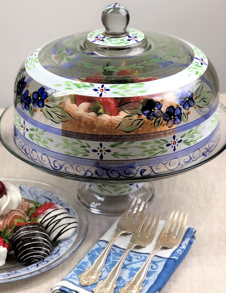 Blue Floral Cake Dome