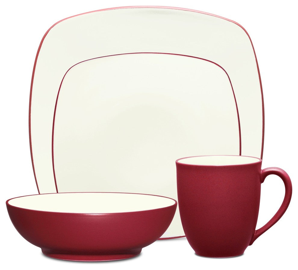 Noritake Colorwave Raspberry Square 32Pc Dinnerware Set, Service for 8