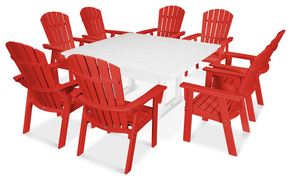 POLYWOOD Nautical Adirondack 9-Piece Trestle Dining Set