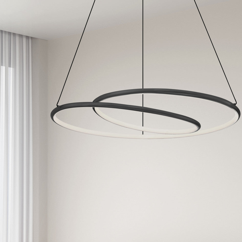 Gabriel Contemporary 1 Light Matte Black White Metal Chandelier