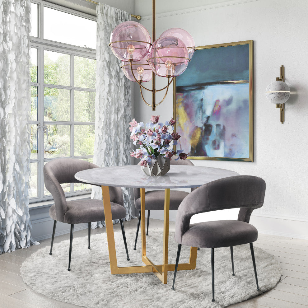 TOV Furniture Rocco Grey Velvet Dining Chair