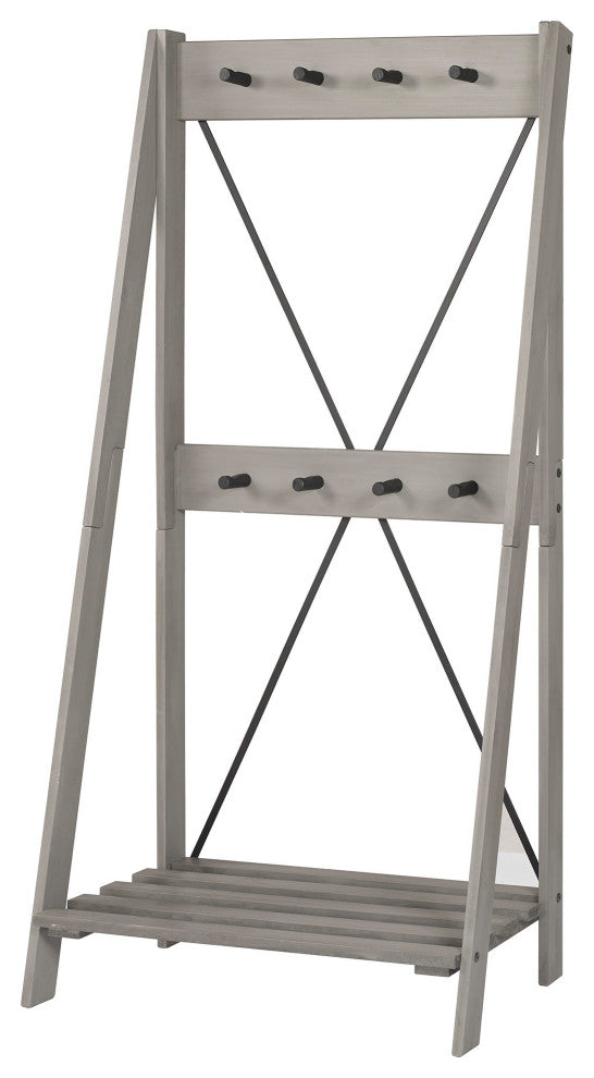 Frankie 68" Solid Wood Angled Hall Tree - Grey