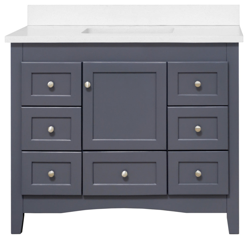 Abbey 42" Bathroom Vanity, Marine Gray, Quartz