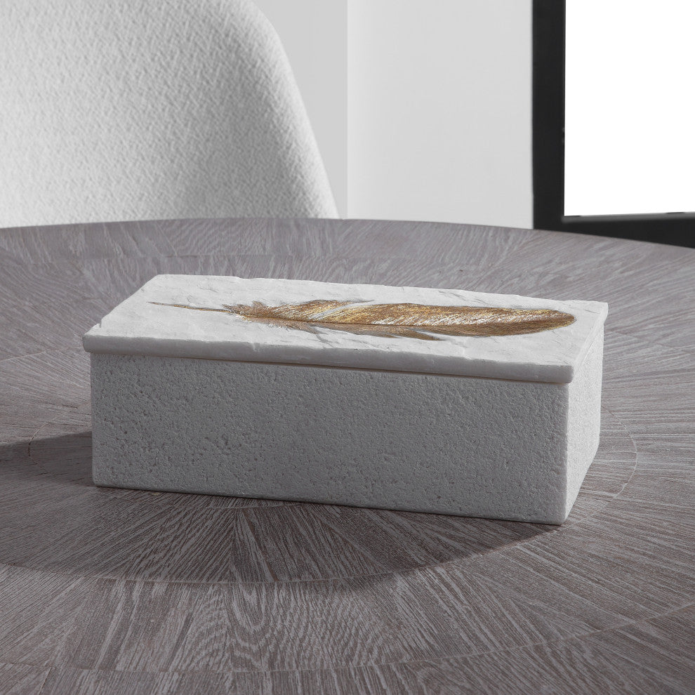 Uttermost Nephele 12x6" White Stone Box