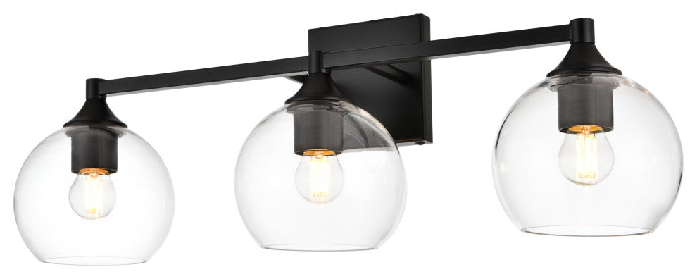 3 Light Black And Clear Bath Sconce