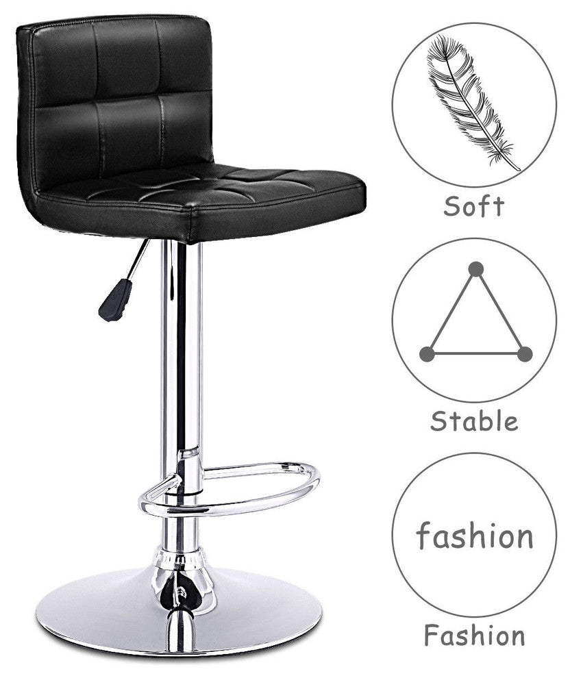 Costway 1 PC Bar Stool Swivel Adjustable PU Leather Barstools Bistro Pub Chair