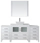 Virtu Dior 72" Single Bathroom Vanity, White, Brushed Nickel Faucet and Mirror