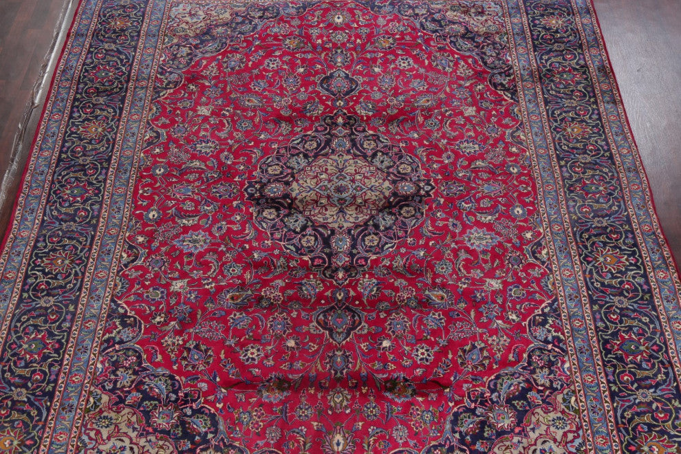 Consigned, Oriental Traditional Hand-Knotted Persian Area Rug, Red, 10x13