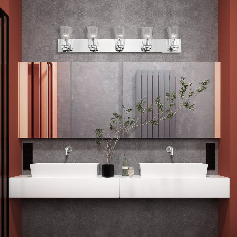 Cityview 5 Light Polished Chrome Extra Large Vanity Sconce