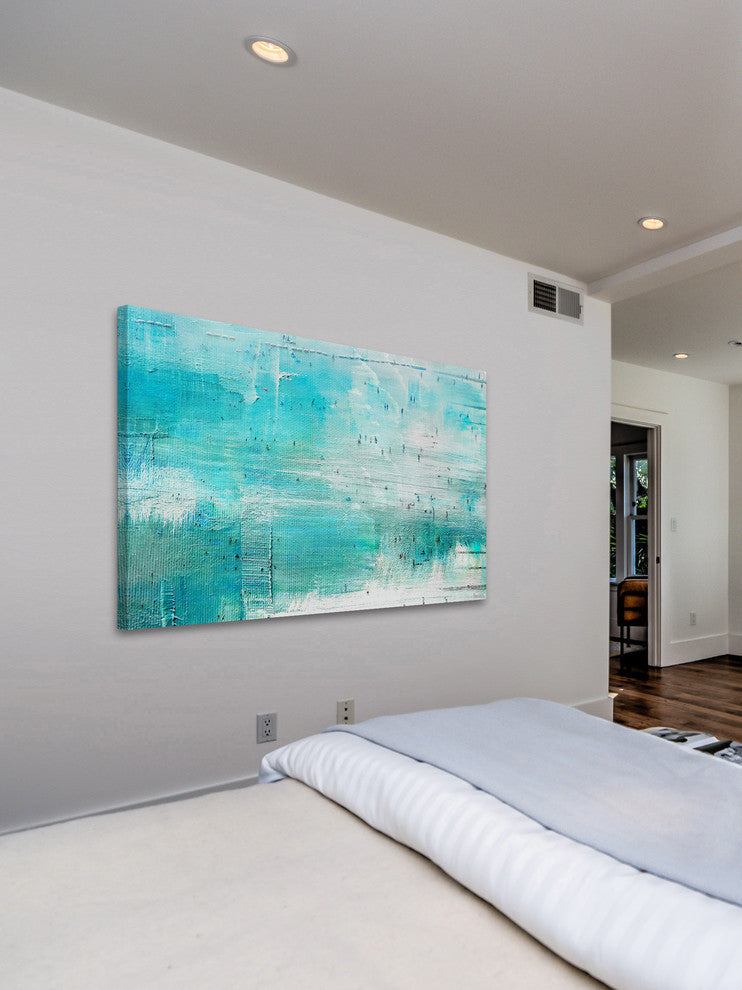 "Aqua Surf" Painting Print on Wrapped Canvas, 36"x24"