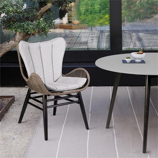 Armen Living Fanny Outdoor Fabric/Wood Dining Chair in Truffle Gray/Black