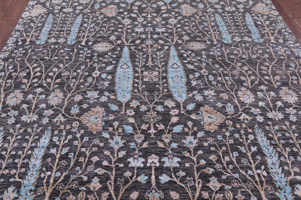 8' 1" X 10' 1" Wool and Silk Persian Ziegler Hand-Knotted Rug Q9240