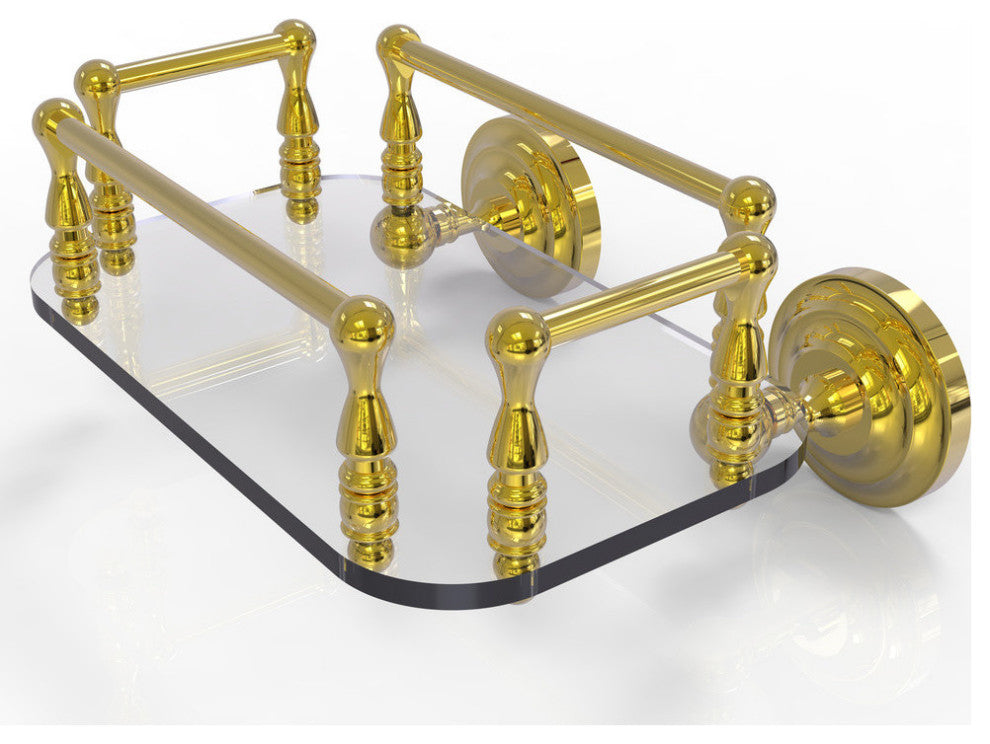 Que New Wall Mounted Glass Guest Towel Tray, Polished Brass