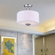 3-Light Decorated White Drum Semi Flush Mount Chrome Fixture Coastal Lighting