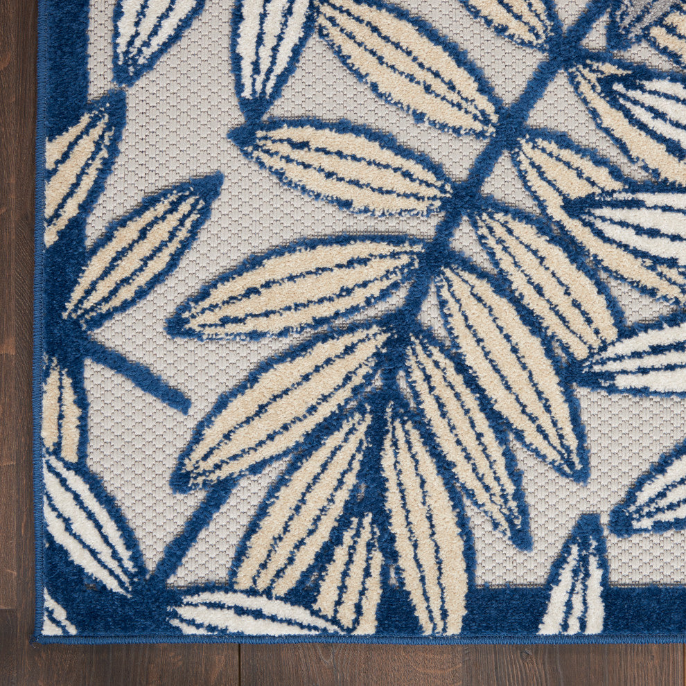 Nourison Aloha 2' x 6' Ivory/Navy Tropical Area Rug