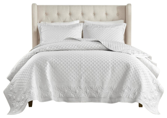 Croscill Versailles Matte Satin 3-Piece Quilt Set, Silver, King