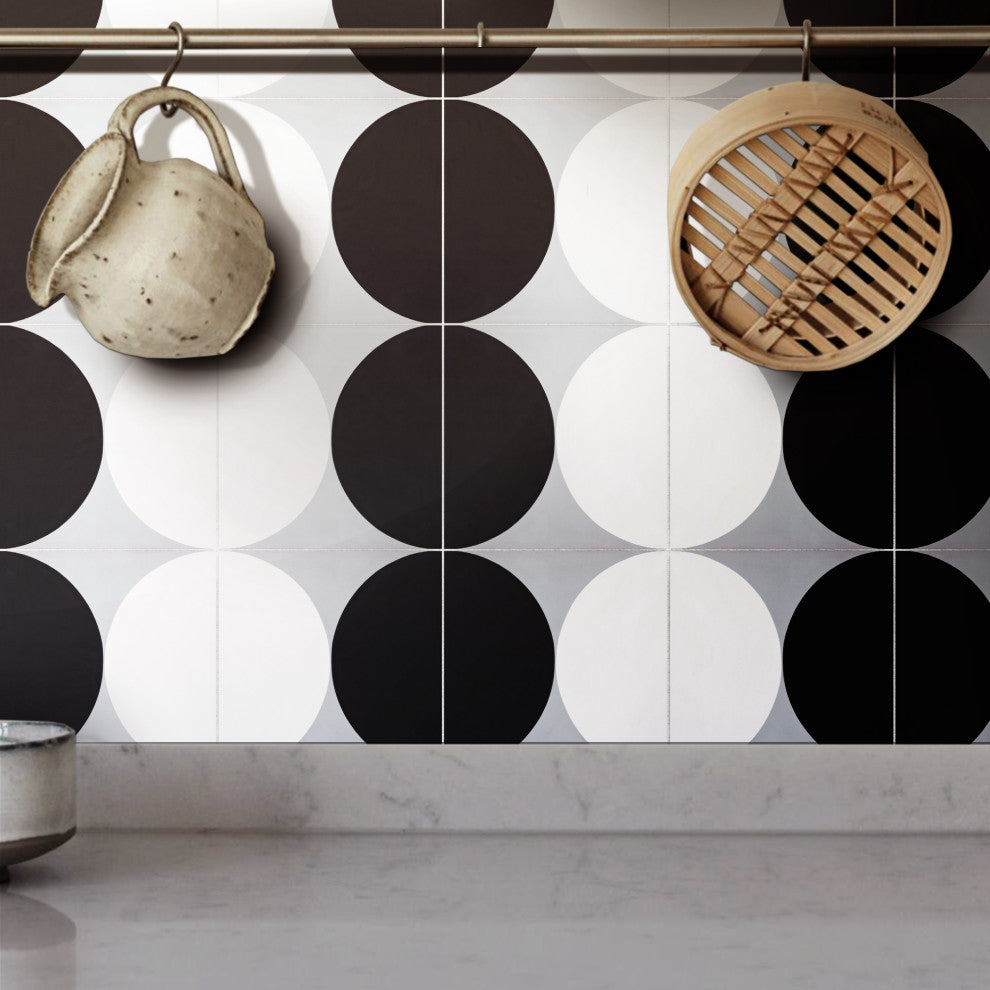 Asni Handmade Cement Tile, Black/Gray, Sample