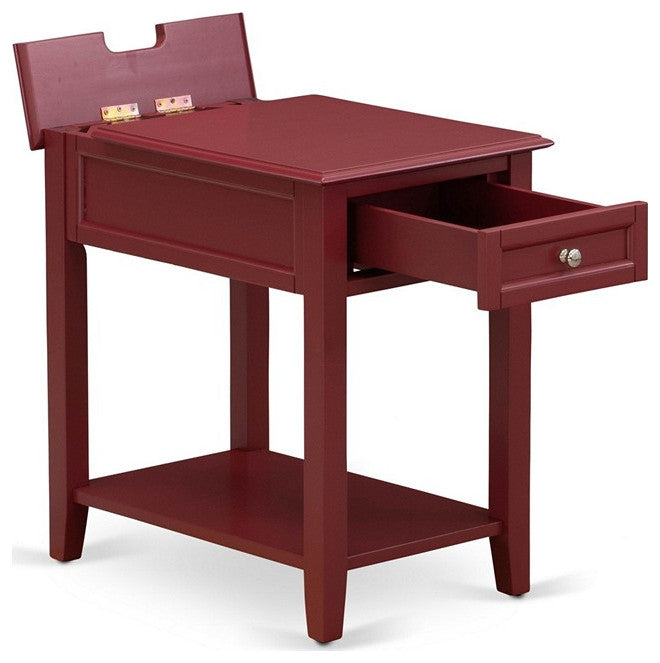 Night Stand, 1 Drawer, Stable, Sturdy Constructed Burgundy Finish