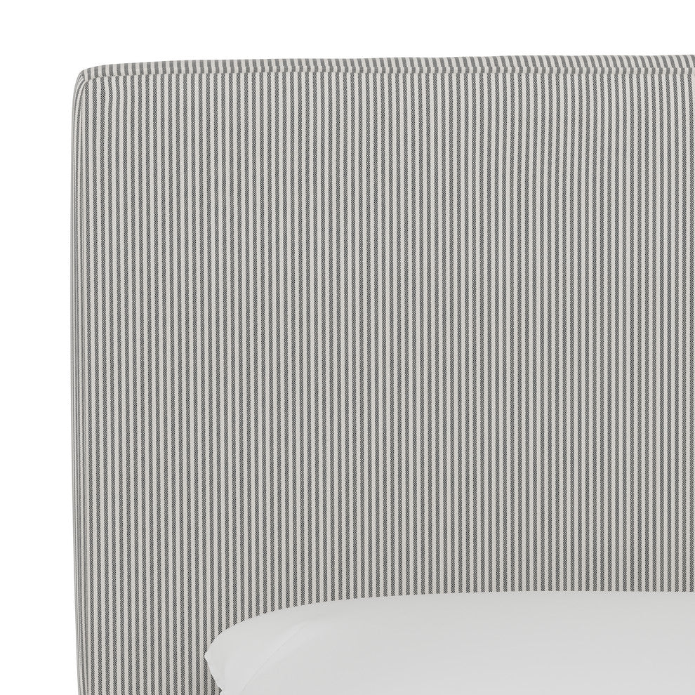 Phoebe Box Seam Headboard, Oxford Stripe Charcoal, Twin