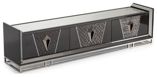 Carmela Media Cabinet Glossy Charcoal Sand