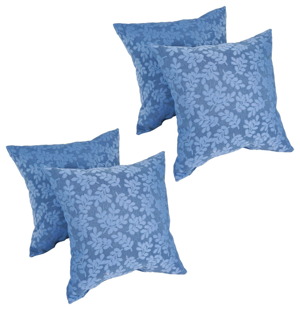 17" Square Polyester Outdoor Throw Pillows, Set of 4, Bleu Impressions
