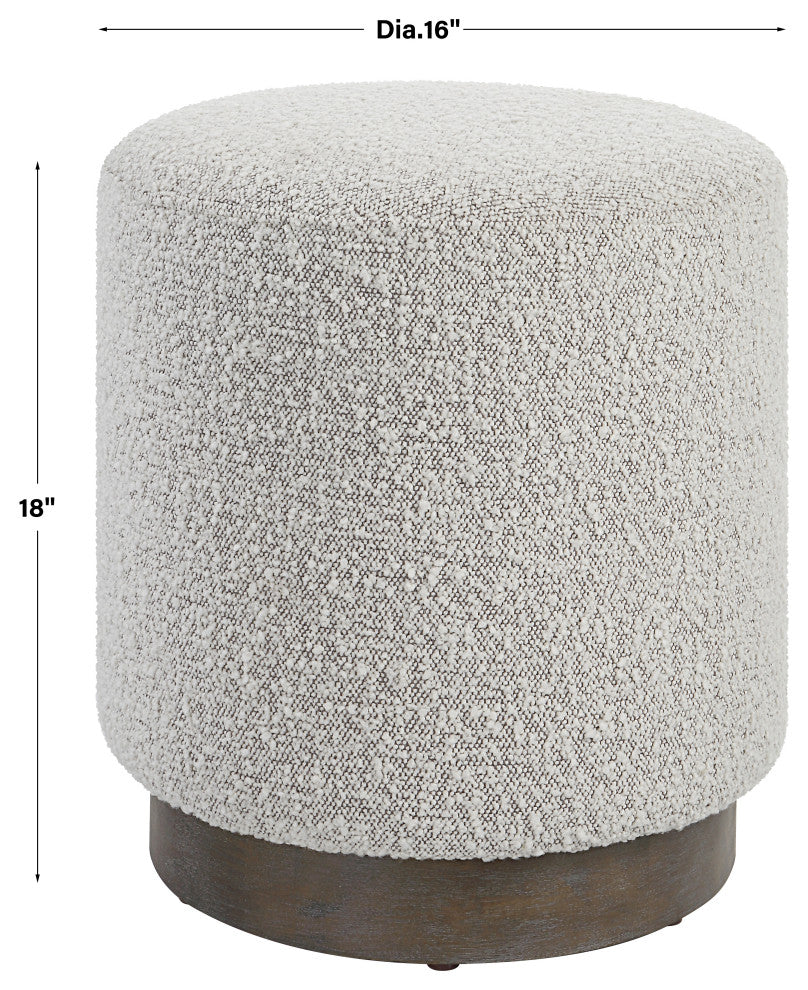 Uttermost Avila 16 x 18" Ottoman, Ivory and Warm Gray Boucle Fabric