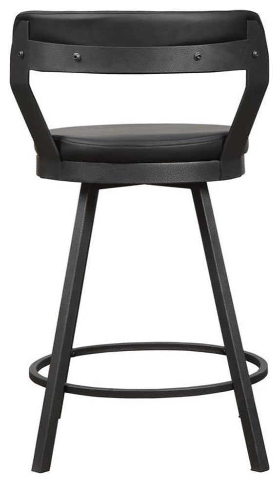 Lexicon Appert Metal Counter Height Swivel Stools in Dark Gray/Black (Set of 2)