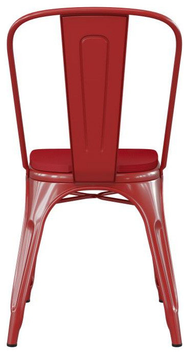 Perry Commercial Grade Metal Indoor-Outdoor Stackable Chair w/All-Weather Seat,