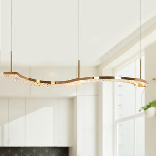 LNC Macrobotrys 42.6" Gold Contemporary Linear LED Kitchen Island Light