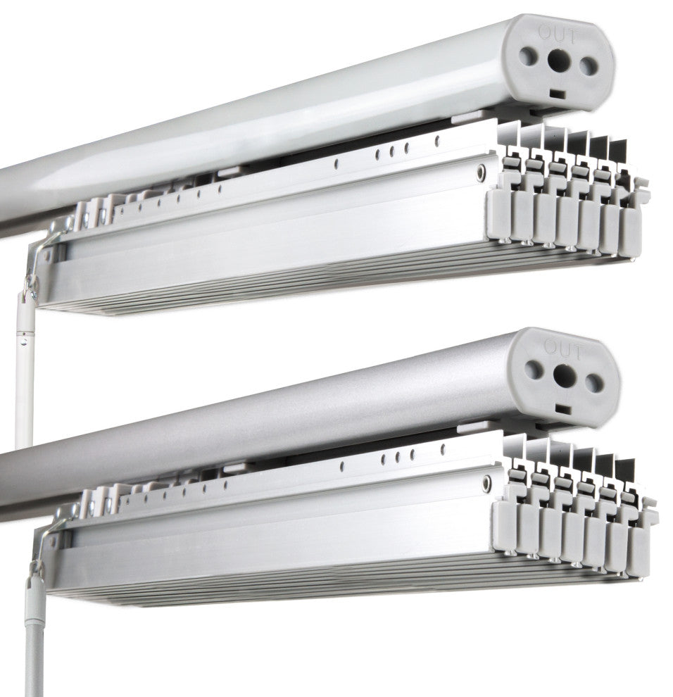 Calisto-Florentina 7-Panel Track Extendable Vertical Blinds 110-153"x94", White Track