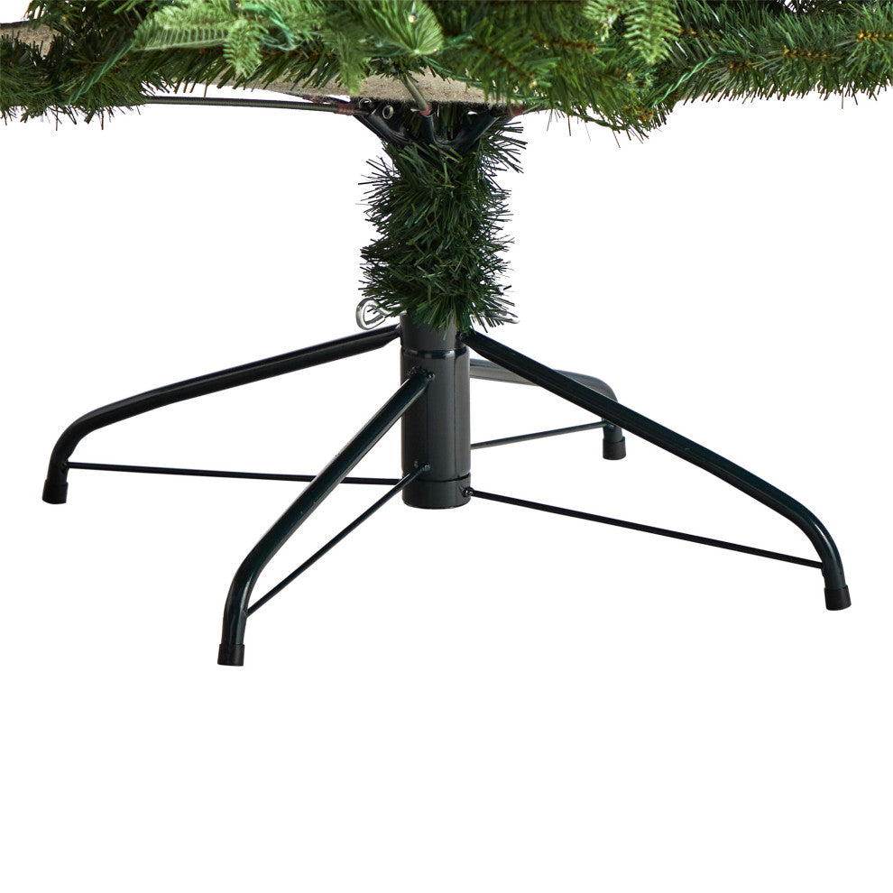 7' Montreal Spruce Faux Xmas Tree W/ 650 White Lights & 1575 Bendable Branches