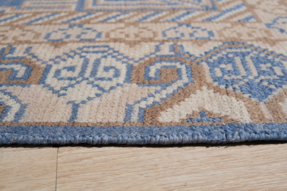 EORC Blue Hand Knotted Wool Khotan Rug, 8'x10'