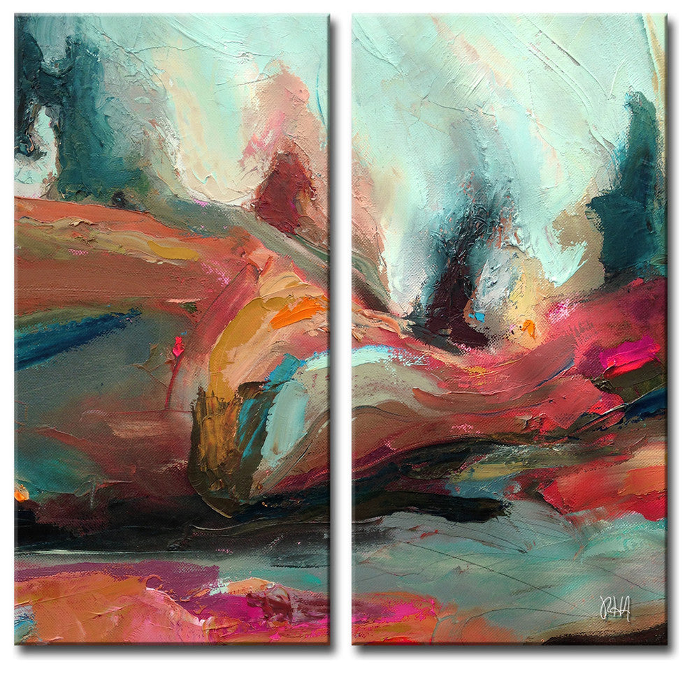 Abstract ABS XII, Canvas Wall Art, 40"x20" 2-Panels