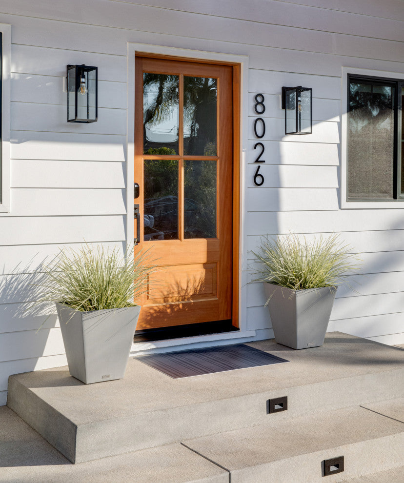 Nobleton Square Planter, Grey, 18 Inch, 2 Pack