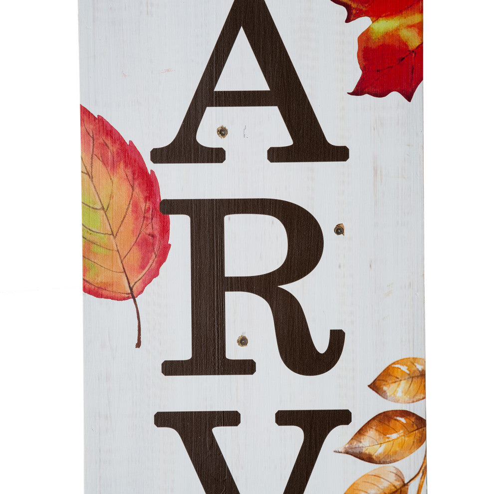 42"H Fall Lighted Maple leaves Wooden Porch Sign