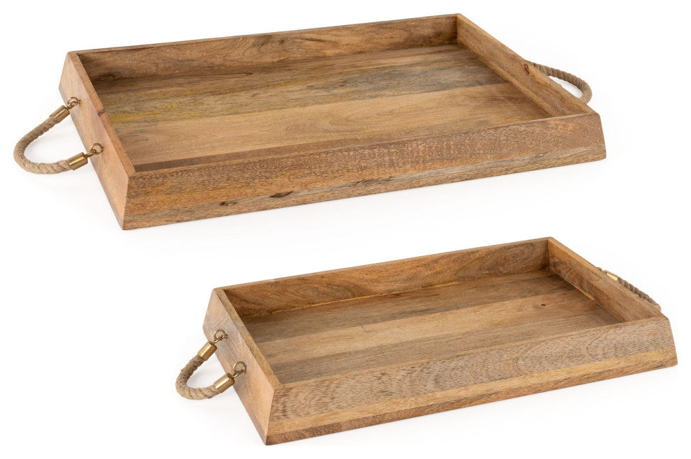 Caydence Rectangle Wood Trays, Set of 2
