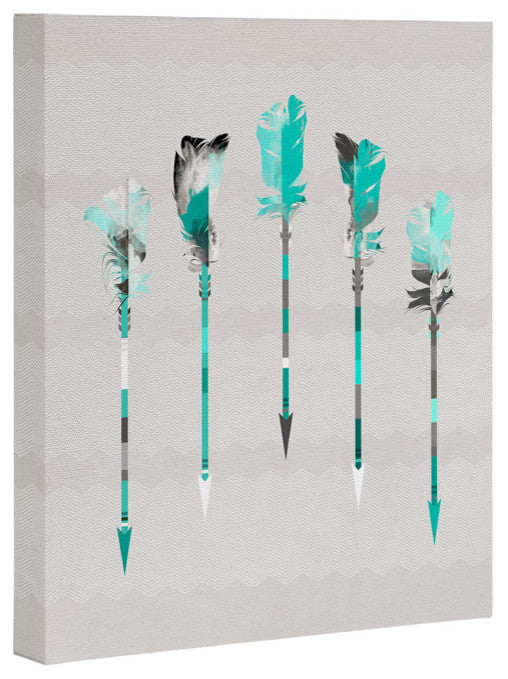 Deny Designs Iveta Abolina Teal Feathers Art Canvas