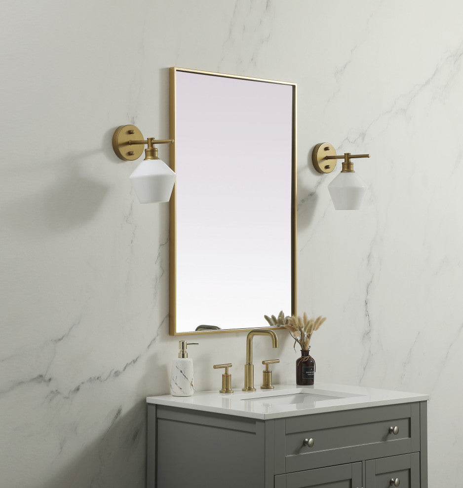 Metal Frame Rectangle Mirror 24X36 Inch, Brass