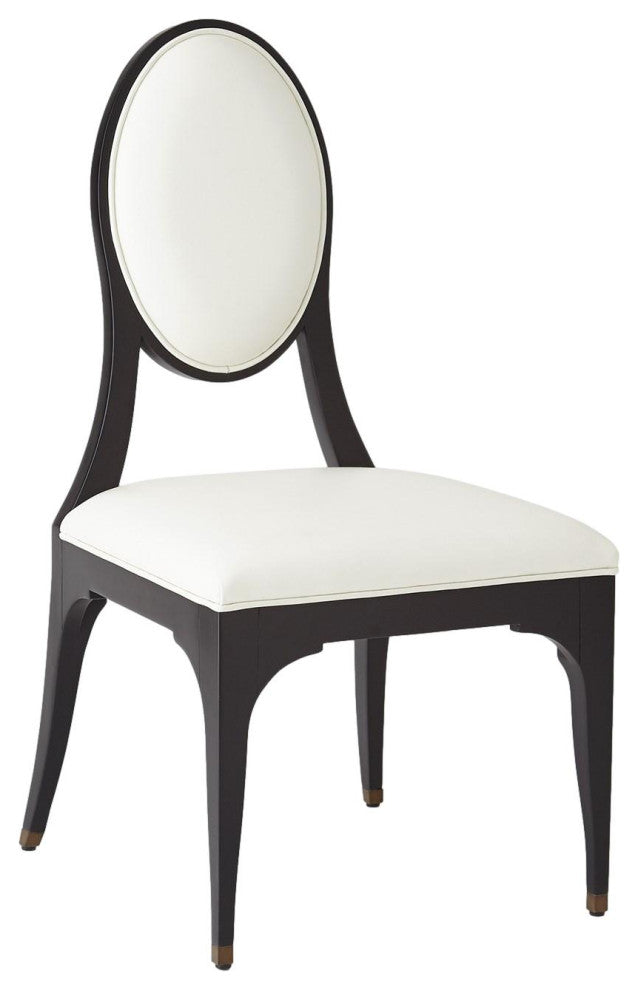 Hollywood Glam Black White Dining Chair Armless Oval Art Deco Vintage Style