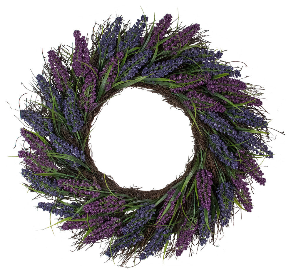 Lavender Spiral Vine Wreath  22-Inch  Unlit