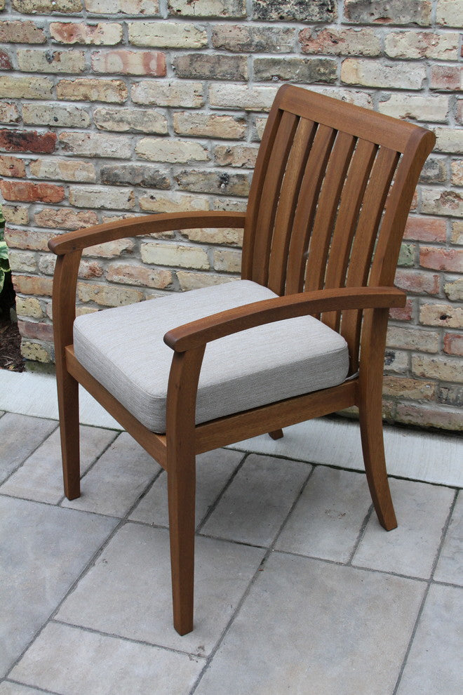Cabos Eucalyptus Stacking Armchairs With Olefin Cushions, Set of 4
