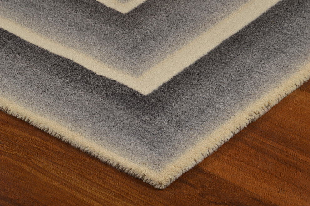 Gray Frame Modern Geometric Area Rug, 5'6"x8'6"