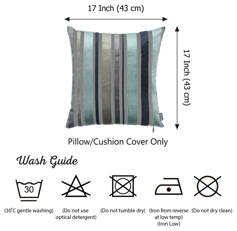 HomeRoots Set of 2 Blue Variegated Stripe Decorative Pillow Covers