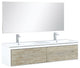 Scopi Modern 60" Rustic Acacia Double Bathroom Vanity Set, Labaro Brushed Nickel